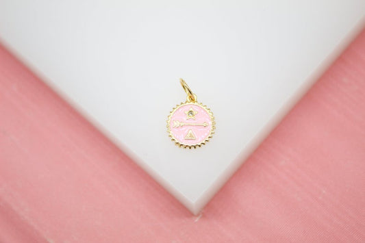 Enamel Star Arrow Triangle Coin With CZ Stone Charm  (A68B)